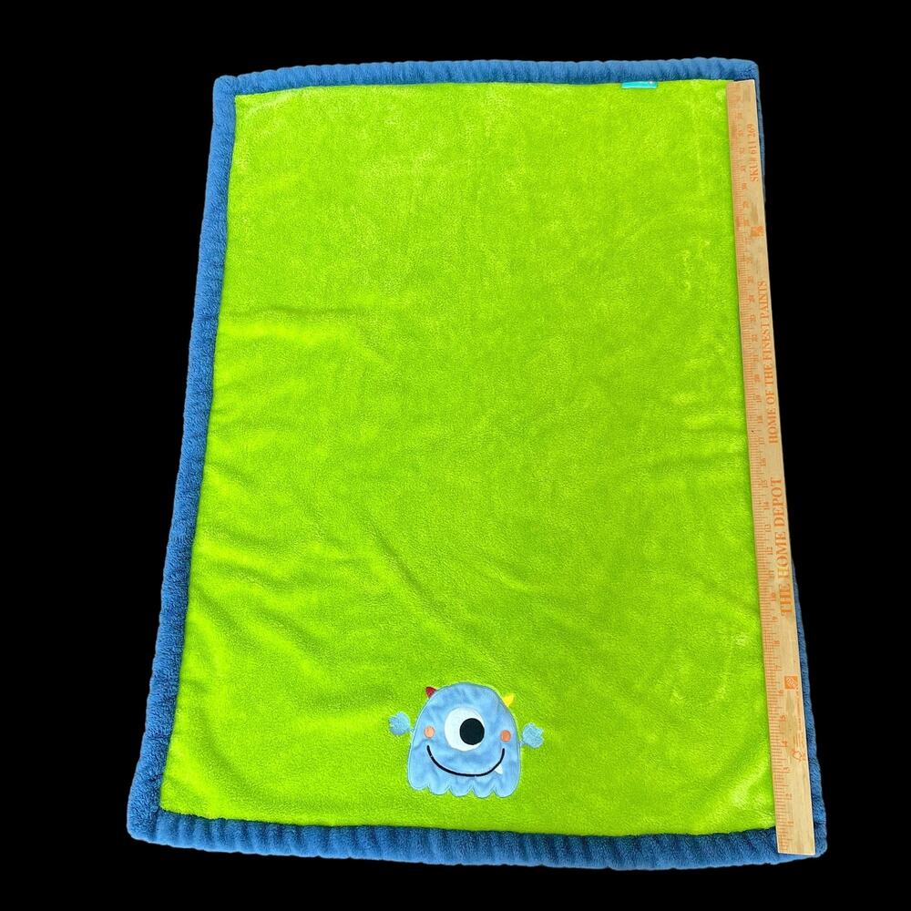 Tiddliwinks Green Blue Baby Blanket Fleece Monster Alien Soft Lovey Security
